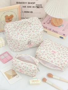 1 chiếc túi đựng mỹ phẩm bằng vải nhung kẻ họa tiết hoa, túi đựng đồ trang điểm in hình dễ thương, túi đựng nước hoa xách tay, túi đựng đồ vệ sinh cá nhân khi đi du lịch, túi xách chăm sóc da, hộp bút cho học sinh, túi trang điểm, hộp đựng mỹ phẩm, vật dụng lưu trữ, trang trí phòng, đồ dùng phòng tắm, trang trí phòng khách, đồ dùng cần thiết khi đi du lịch. Thích hợp làm quà cưới, quà tặng cho phù dâu, quà sinh nhật và quà tặng tựu trường. - Nhiều màu - Xem 4