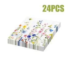 96/48/24pcs 13 * 13 Inch Watercolor Style Colorful Wildflower Printed Disposable Napkins, With White As The Base, Paired With Watercolor Hand-Painted Style Colorful Wildflowers, Branches And Leaves, And Butterfly Patterns, Suitable For Daily Dining Tables, Afternoon Tea, Picnics, Garden Parties, Spring Themed Gatherings, Family Birthday Parties, Wedding Banquets, And Restaurant Decoration - View 6