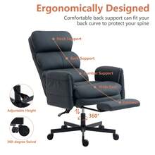 Adjustable Office Chair With High Backrest And Footrest, Load Capacity Up To 227 Kg, Ergonomic Executive Chair With Adjustable Armrests And Headrest, Suitable For Home Office, Gaming And Relaxation - Black - View 8