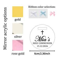 10/20pcs Silver/Gold Mirror Acrylic Round Cross Baptism Favor Tags With Ribbons, Seat Cards, Baptism Souvenirs, Personalized Wedding Guest Name Tags - Multicolor 2 - View 8