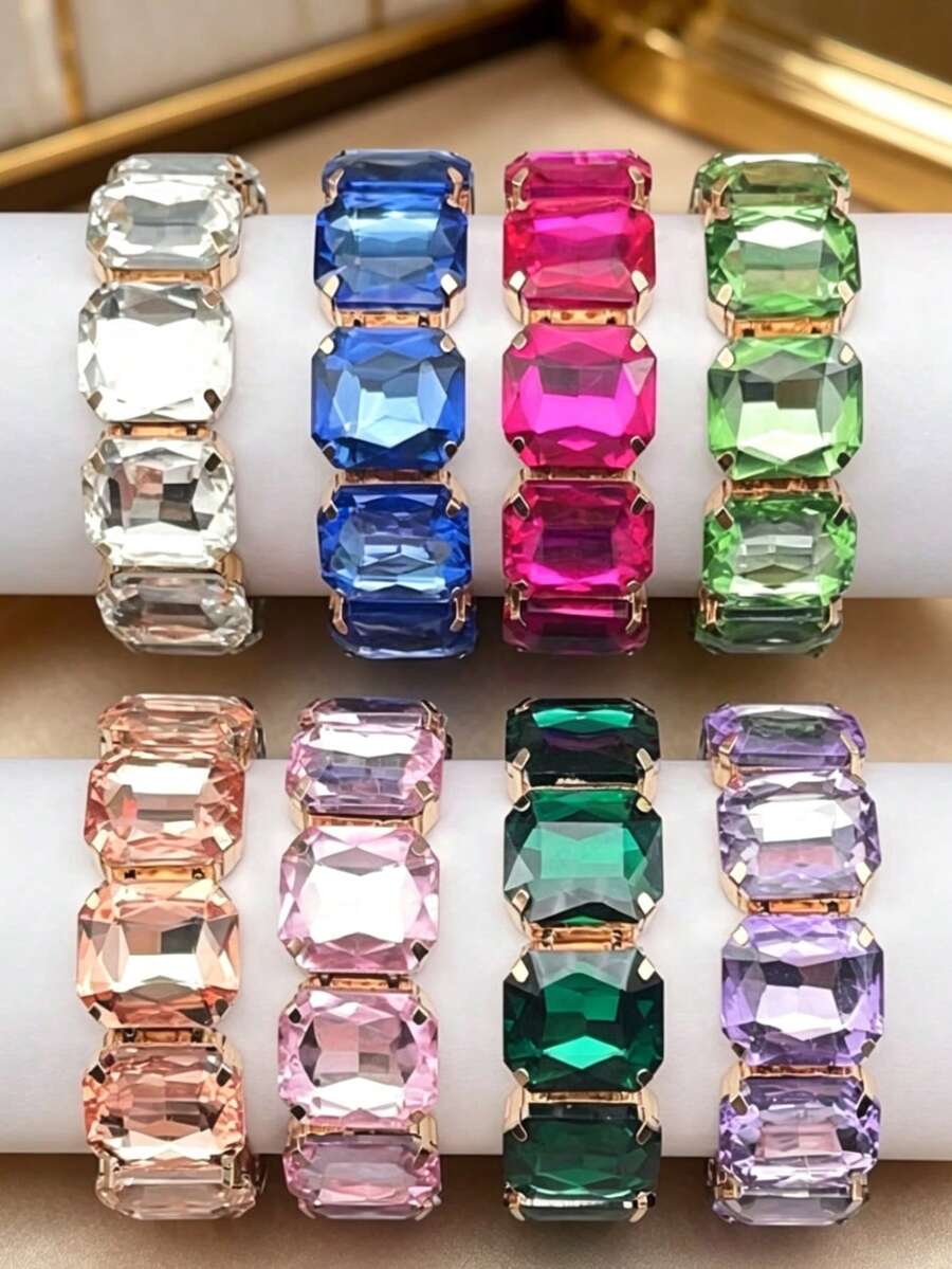 Vòng tay pha lê vuông sang trọng G-S 23*23MM, 1 chiếc, thích hợp cho kỳ nghỉ và tiệc tùng. - vòng đeo tay - Xem 1