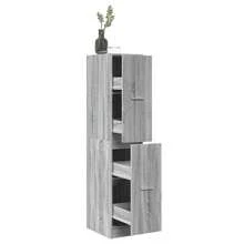 vidaXL Apothekerschrank Grau Sonoma 30x41x144,5 cm Holzwerkstoff - Grau - Übersicht 1