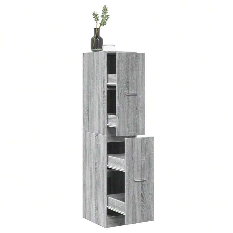 vidaXL Apothekerschrank Grau Sonoma 30x41x144,5 cm Holzwerkstoff - Grau - Übersicht 1