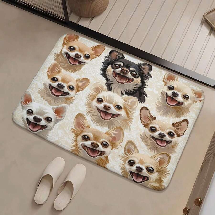 Chihuahua Dog Themed Bathroom Mat, Fashionable Novelty Bath Mat Small Floor Mat Floor Rug, Non-Slip Decorative Bath Mat Front Door Mat Floor Rug For Bathroom Front Door Kitchen Entryway Bedroom Outdoor IndoorHome & Living/Bath Mats/Home Decor/Decorative Textile/Door Mat/Pet Supplies/Pet Feeding & Watering Supplies/Pet Placemats/Bathroom & Laundry MatsThe First Line Of Home Aesthetics |   Slip-Resistant And Easy-To-Clean, Redefining Floor Design.Ideal For Kitchens, Entryways, Bathrooms, Balconies, And More.