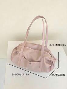 Tas Bahu Pink Desain Niche Korea, Tas Kain Kapasitas Besar, Sangat Ringan dan Praktis untuk Perjalanan Singkat, Bepergian, Berkomuter, Aktivitas Luar Ruangan, Belanja Sehari-hari, Tas Jinjing untuk Wanita - Berwarna merah muda - View 6