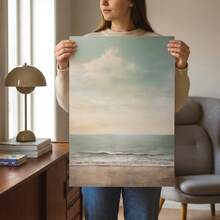 1 Tranh treo tường phong cách bãi biển tối giản – Tranh nghệ thuật ven biển, Poster biển lặng, Hình ảnh trung tính nhà ven biển, Tranh phong cảnh đại dương - 111 - Xem 7