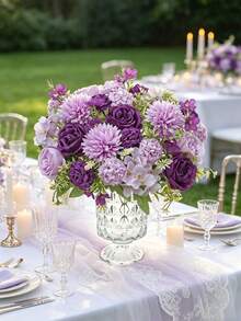 1pc Artificial Spherical Chrysanthemum Rose Bouquet, Faux Plant Decoration, Suitable For Spring/Autumn Wedding, Valentine's Day/Mother's Day/Father's Day/Holiday Birthday/Party/Wedding/Room/Home/Kitchen/Bedroom/Living Room/Dining Table Decoration/Bridal Bouquet/Outdoor Garden Decoration/Autumn Decoration - Purple - View 10