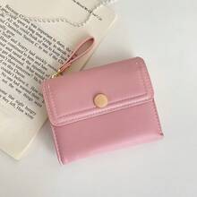 Short Fashion 70% Off Women's Folding Wallet, Simple Multi-Functional Student Wallet, ID Card And Coin Purse - Pink - View 10