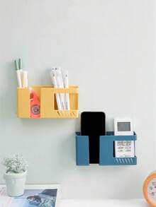 Wall-Mounted Non-Punching Remote Control Storage Box Rack TV Air Conditioning Mobile Phone Charging Rac - View 2