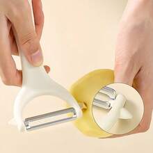 1 pieza Pelador multifunción de acero inoxidable para verduras y frutas - Procesador de alimentos manual para zanahorias, pepinos, manzanas, patatas - Herramienta de cocina esencial, diseño, rebanador y rallador - Multicolor - Ver 6