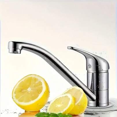 Grifo de cocina giratorio 360°, equipado con agua caliente y fría, viene con accesorios para una instalación fácil, tratamiento de superficie chapada, anti-salpicaduras y fácil de ajustar, adecuado para decoración de hotel o fregadero de cocina.