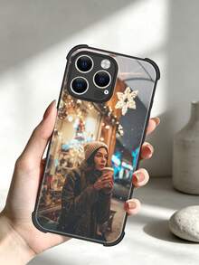 1 pieza Funda de teléfono personalizada de piel negra compatible con Apple 16 Pro Max/17 Pro Max/17 Air/17/16 Plus, S25 Ultra/S25 Plus/S25, Redmi y otros modelos - Negro - Ver 5