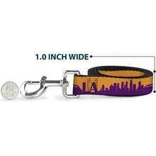 DL-W31286-N Narrow 0.5 Los Angeles Solid Skyline Gold/Purple Dog Leash, 4' - 4 Feet Long - 1/2" Wide - View 5