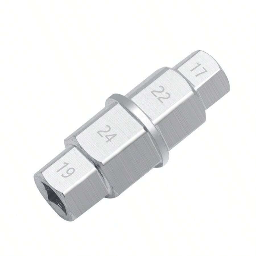 Bộ dụng cụ tháo lắp trục bánh trước xe máy màu bạc, dụng cụ sửa chữa với các đầu tuýp lục giác và tứ giác. - bạc - Xem 1