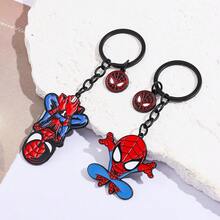 Marvel Spider-Man Cartoon Keychain, Metal Pendant Decoration, European And American Style Kids Backpack Hanging Ornament, Children's Gift, Backpack Accessory - Multicolor - View 3