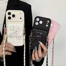 New Heart Lace Bow Card Holder Crossbody Strap, Compatible With IPhone 17 Pro, 16 Pro Max, New 15 Pro/14/13/12 Cartoon Phone Cases, Compatible With IPhone 14 Pro Max/15/12/11/1 Pro Max/16 Pro, Anti-Drop 17 Pro Max Protective Case - White - View 3