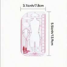 1 buc. set de rigle șablon pentru desen la modă, riglă pentru design vestimentar cu figură umană, riglă de măsurare curbată cu hârtie A4 pentru tipare și manual de instrucțiuni - Stiluri multiple - Vizualizare 8