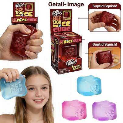 NeeDoh 1 pieza Juguete de apretón de cubos de hielo grandes en caja ciega, juguete de novedad manual y divertido, adecuado para aliviar la ansiedad, juguetes de aula, recuerdos de fiesta, rellenos de bolsas de regalo, adecuado para adolescentes y trabajadores de oficina, regalos de cumpleaños/festividades