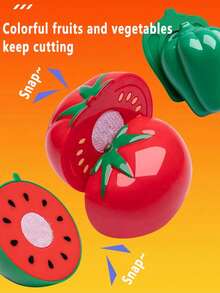 1 Set Kids Kitchen Pretend Play Toy Set, Realistic Vegetable & Fruit Playset, Educational Role Play Toy, Holiday Gift - Kitchen Toys - View 11