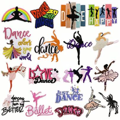 18PCS Ballet Girl On Patches, Sew On Embroidered Applique Repair Patch DIY Crafts Projects For Clothing Jacket Jeans Pants Dress Backpack Hat Decorations Gifts