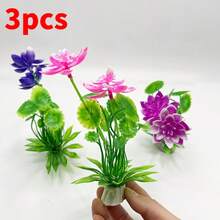 3株人造水族箱装饰花卉,水生植物,适用于鱼缸造景,易于养护的装饰性水生植物,水族箱装饰品 - A - 查看 12