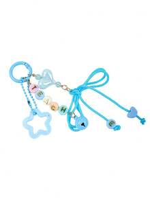 1 pieza Llavero multicolor de cuerda trenzada dulce, con cuentas de letras, decoración de dije iridiscente y campana, broche colorido, lindo accesorio para bolso de mujer - Multicolor - Ver 13