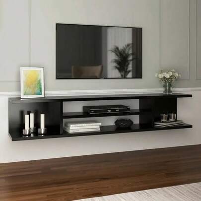 Repisa Flotante Estilo Nogal 120 cm, Mueble de TV Moderno para Sala