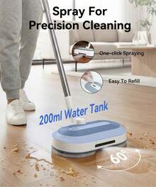 BIMZUC Cordless Mop, Self Propelled Spin Mop Floor Cleaning With Spray And LED Light, Adjustable Handle, 60 Min Runtime - Trắng - Xem 4
