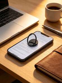 Giá đỡ điện thoại hình tròn bằng kim loại, giá đỡ điện thoại để bàn dạng cong, chống rơi, có thể xoay, di động. - màu đen - Xem 1