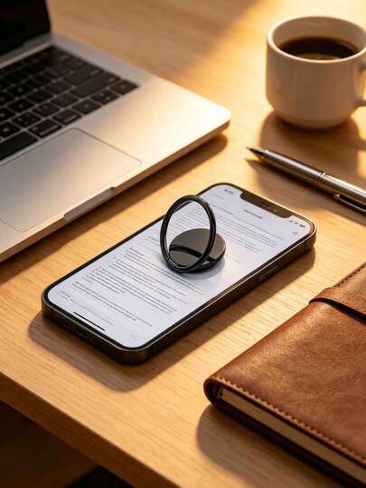 Circular Metal Phone Ring Holder Stand, Slouchy Desktop Anti-Drop Rotatable Portable Phone Grip