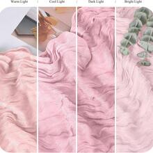 1pc Pink Cheesecloth Tablecloth, 35 X 120 Inches / 90 X 300 Cm, 35 X 70 Inches / 90 X 180 Cm, 35 X 157 Inches / 90 X 400 Cm Bohemian Ruched Sheer Romantic Fabric Decor, Tablecloth Suitable For Weddings, Bridal Showers, Birthday Parties - Pink - View 5