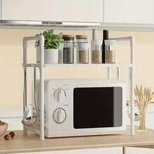 1 pieza Estante ajustable en altura para horno microondas, estantería independiente de múltiples capas para encimera de cocina, organizador de almacenamiento expandible - Multicolor - Ver 17