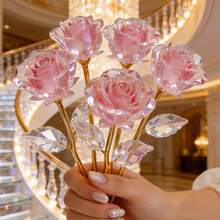 7 piezas de rosa eterna chapada en rosa, flor de cristal artificial rosa brillante y colorida, adecuada para 45 ocasiones, regalo ideal para el Día de San Valentín, Navidad, Acción de Gracias, Día de la Madre | Aniversario, Cumpleaños, Boda | Decoración de fiesta y vacaciones, decoración del hogar, decoración exterior - Ramo elegante sin mantenimiento, decoración de mesa - Aplicable para fiesta de cumpleaños, cesta de boda, decoración de jarrón, regalo de inauguración de casa - Multicolor - Ver 8