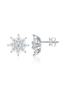 925 Sterling Silver Moissanite Earrings, Hypoallergenic, Minimalist Luxury Design, Anti-Oxidation Versatile Earrings, Gift For Valentine's Day, Mother's Day, Wedding, Engagement, Birthday, Comes With Gift Box And Certificate - Silver - View 9