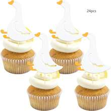 Đồ trang trí bánh cupcake hình ngỗng trắng dễ thương, chủ đề động vật trang trại, thích hợp cho trang trí lễ đính hôn, đám cưới, tiệc độc thân, chụp ảnh lưu niệm và tiệc sinh nhật. - Hình trang trí bánh hoạt hình - Xem 8