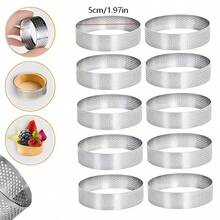 Bộ 6/12 khuôn bánh tart mini bằng thép không gỉ, khuôn bánh tròn chống dính, khuôn bánh ngọt kiểu Pháp, khuôn vỏ bánh trái cây nhỏ dùng cho tiệc sinh nhật và đám cưới. - Bạc - Xem 3