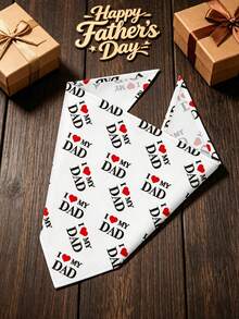 Father's Day Dog Bandana Cute Funny "I Love Dad" Heart-Shaped Bandana Dog Photo Prop Unisex Pet Accessory Suitable For Small Medium Large Dogs Cats Dog Dad Gift - Multicolor - View 4