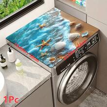 1pc Ocean Pattern Printed Washing Machine Dust Cover, Rubber Soft Bottom, Laundry Room Accessory, Washing Machine Top Protective Pad, Quick Absorbent And Dry, Refrigerator Dust Cover Pad, Coffee Maker Countertop Absorbent Mat, Diatomite Draining Mat, Modern Laundry Room And Kitchen Appliance Washing Machine And Dryer Dust Cover, Home Decor, Kitchen And Dining Room Decor - Multicolor - View 14