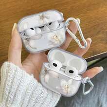 Ốp tai nghe trong suốt hình hoa ly kèm móc khóa, tương thích với Apple 1/2/3/Pro/Pro 2 - Nhiều màu - Xem 4