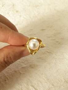 1 chiếc nhẫn ngọc trai bất đối xứng sang trọng kiểu cổ điển có thể điều chỉnh kích cỡ dành cho nữ, thích hợp làm quà tặng nhân dịp sinh nhật, tiệc tùng, ngày Valentine, đeo hàng ngày. - Nhiều màu - Xem 4