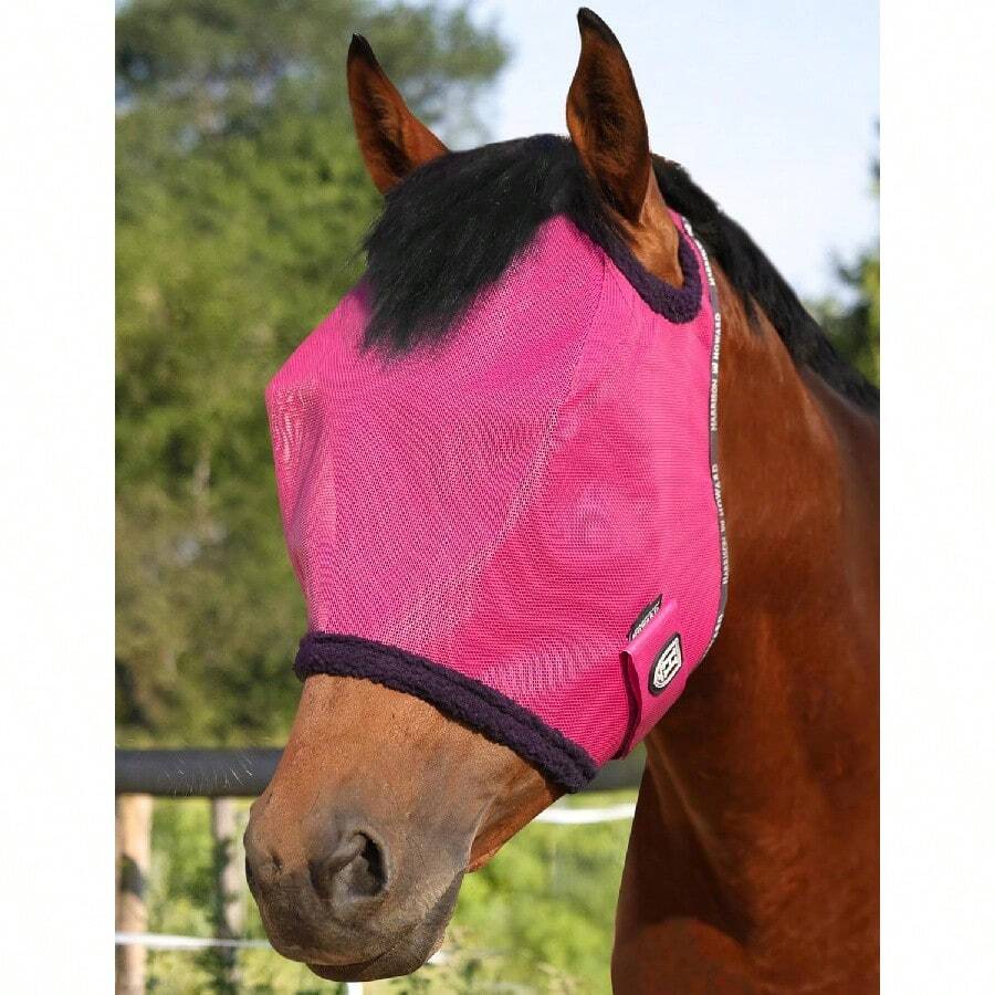 All Round Mesh Horse Fly Mask UV Protective With Fleece Padded Edging Magenta L - Signature Blue - View 1