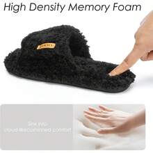 Adjustable Open - Toe Women's Slippers Cozy Fuzzy Memory Foam Indoor Outdoor Non - Slip Cute Ladies Sandals Gifts For Women Mom Bridesmaid White - 黑色 - 查看 5