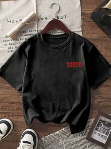 夏季新品 100% 純棉休閒趣味賽車印花圓領白色短袖 T-Shirt，時尚百搭女款上衣黑色 - 黑色 - 查看 3