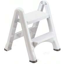 Rubbermaid Commercial Products Escalón banco Plegable de 2 Pasos Escalera de Dos Peldaños con Capacidad de 136 kg para Hogar Cocina y Oficina taburete; Blanco FG420903WHT - blanco - Ver 2