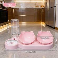 15°倾斜式猫粮碗，带重力式饮水器，15°倾斜式猫粮碗套装，可拆卸防滑猫咪喂食站，含猫粮碗，适合室内猫咪和幼猫。可爱猫耳设计，易于清洁，宠物用品。 - 500ml - 查看 8