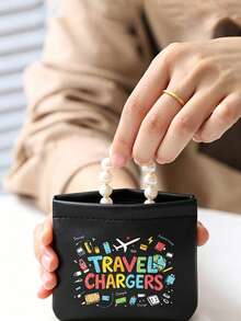 Elastic Band Storage Bag With Data Cable And Letter Pattern, Suitable For Gift Storage, Perfect For Birthday, Mother's Day, Father's Day Gifts - Multicolor - View 9