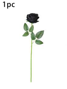 50pcs Black Artificial Roses, Realistic Rose Bouquet, Long Stem Design, Suitable For Home Decor, Party, Halloween Black Style, Halloween Decoration, Room Decor, Home Decor, Bedroom Supplies, Desktop Decor, Best Friend Gift, House Decoration, Bedroom Accessories, Valentine's Day, Garden Supplies, Wedding Accessories, Garden Decor, Garden Ornaments, Wall Decor, Outdoor Garden Ornaments, Women Gift - Black - View 11