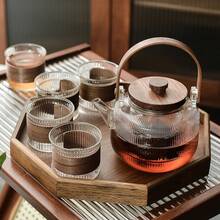 1 套耐高温高硼硅玻璃茶壶、茶杯和托盘，带茶叶浸泡器、茶叶分离器 - 硼矽玻璃茶壺套裝 - 查看 11