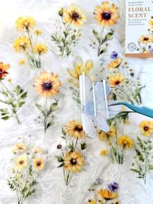 20 piezas/paquete Pegatinas florales botánicas vintage para manualidades, scrapbooking, diario, álbum de fotos y decoración DIY - El jardín está impregnado del aroma de las flores. - Ver 3