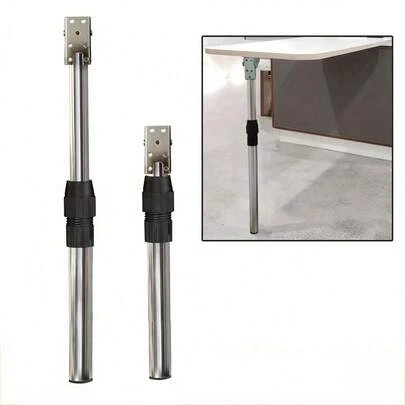 1 pieza Pata de mesa telescópica plegable de acero inoxidable, pata elevadora de tubo redondo ajustable en altura, repuesto para autocaravana, caravana, mesa de comedor, banco de trabajo, soporte resistente